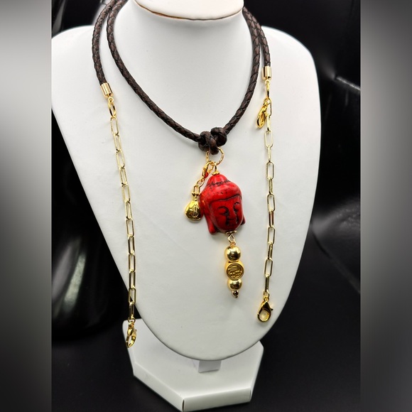 CALCITE BUDDHA’S HEAD NATURAL CHOKER NECKLACE size adjustable - Picture 7 of 10